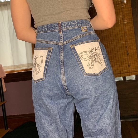 Vintage High Rise Mom Jeans Hand Painted - Picture 3 of 5